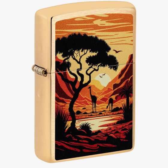 Zippo Brushed Brass Giraffe Design Lighter 46658