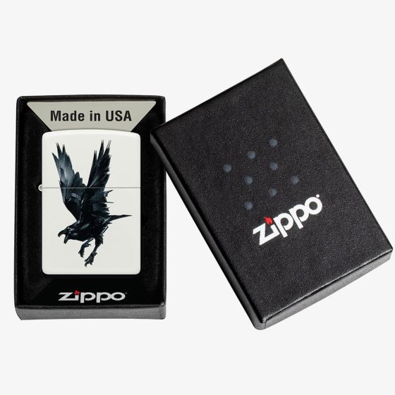 Zippo Matte White Raven Design Lighter 46077