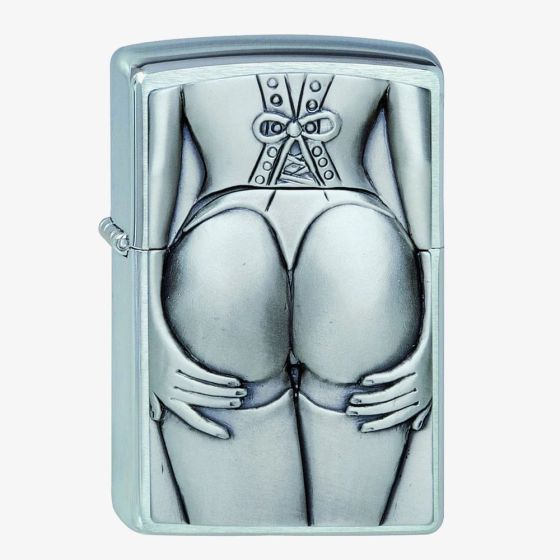 Zippo Brushed Chrome Stocking Girl Design Lighter 1300116