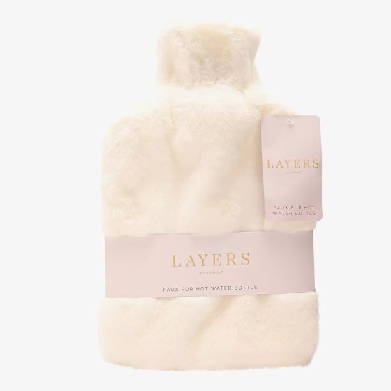 Sophia Faux Fur White 1.7L Muff Hot Water Bottle SP3661