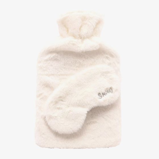 Sophia Faux Fur White 1.7L Hot Water Bottle & Eye Mask SP3667