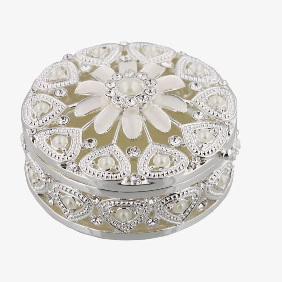 Silver & Pearl Flower Trinket Box SP785