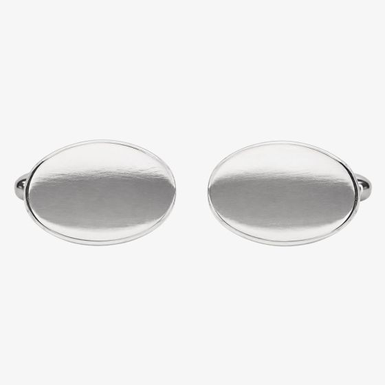 Sterling Silver Oval Engravable Cufflinks 70-7020