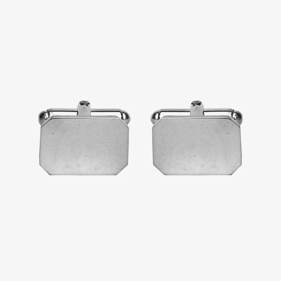 Sterling Silver Cut Corner Rectangular Engravable Cufflinks 70-7018