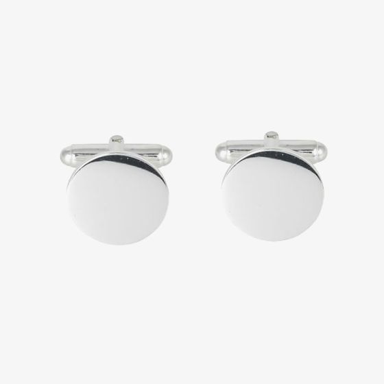 Sterling Silver Round Engravable Cufflinks 70-1305