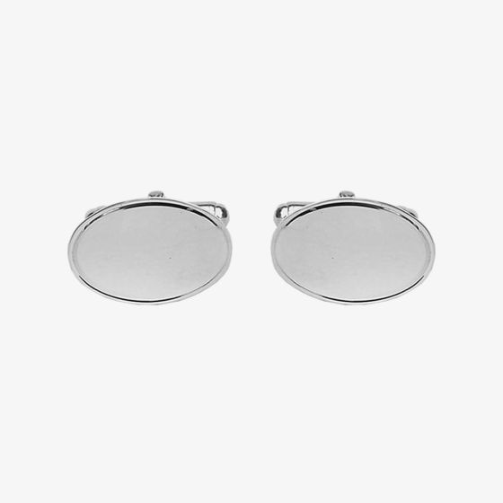 Sterling Silver Lined Edge Oval Engravable Cufflinks 70-7016