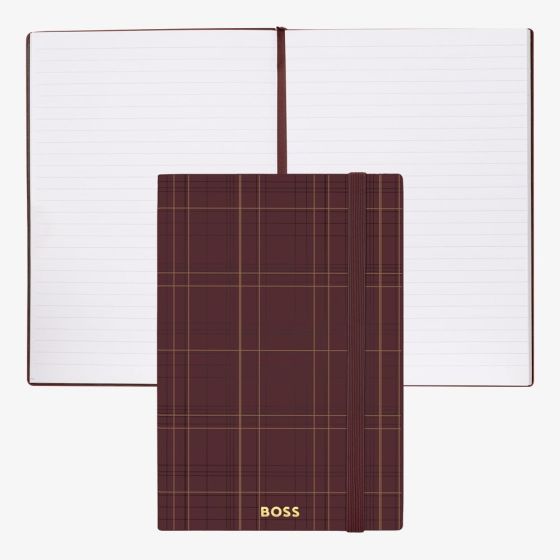 BOSS Checkered Burgundy Lined A5 Notebook HNH624RL