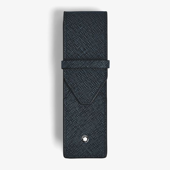 Montblanc Sartorial Tweed Blue Leather Double Pen Pouch 220354