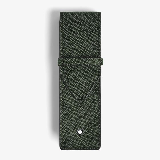 Montblanc Sartorial Tweed Green Leather Double Pen Pouch 220355