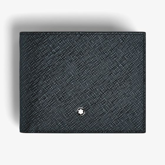 Montblanc Sartorial Tweed Blue Leather 6CC Wallet 220384