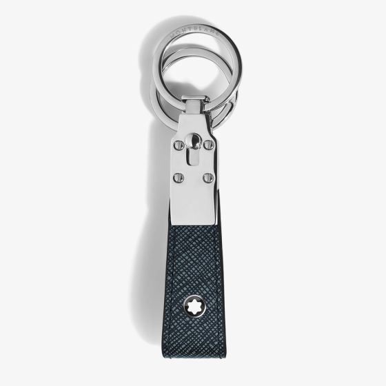 Montblanc Sartorial Tweed Blue Leather Loop Key Fob 220397