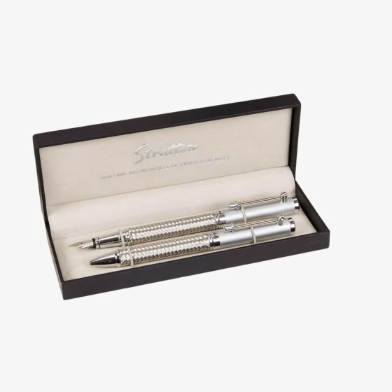 Stratton Silver Rollerball & Fountain Pen Set ST1003