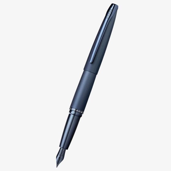 Cross ATX Sandblasted Dark Blue Stainless Steel Medium Nib Fountain Pen AT886-45MJ