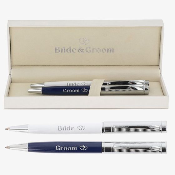 Bridgewater White & Blue Bride & Groom Boxed Occasion Pen 346600