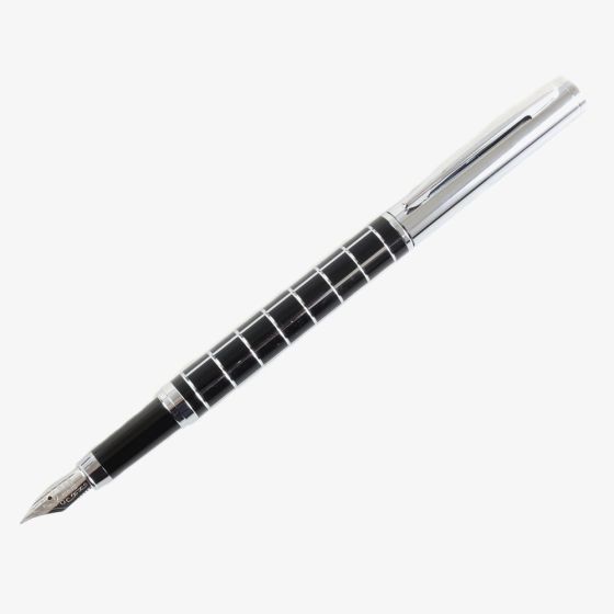 Black & Chrome Checkerboard Fountain Pen P-07
