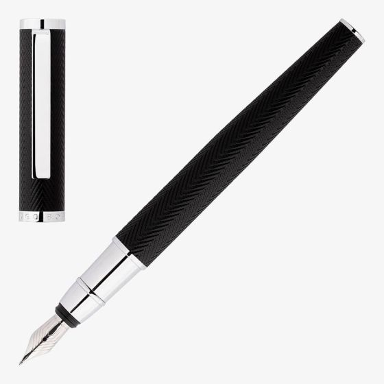 BOSS Formation Herringbone Chrome Fountain Pen HSI1062B