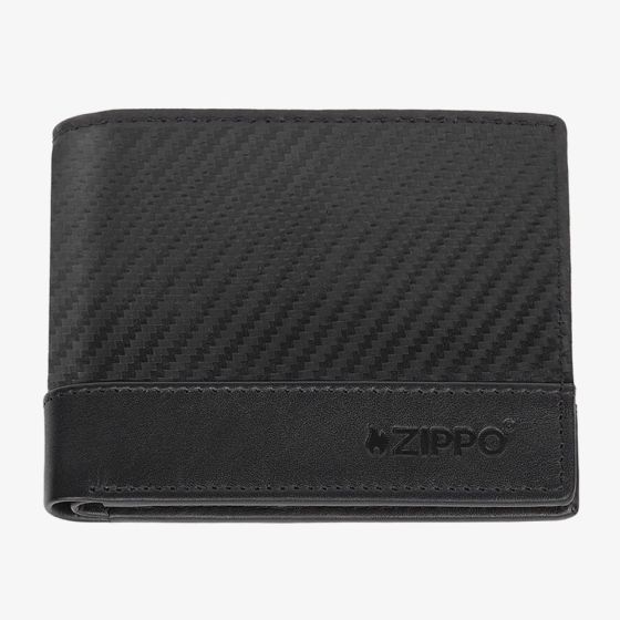 Zippo Carbon Fibre Pattern Black Leather Wallet 2007995