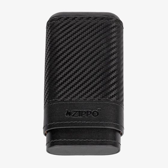 Zippo Black Leather Carbon Fibre Pattern Cigar Case 2007999