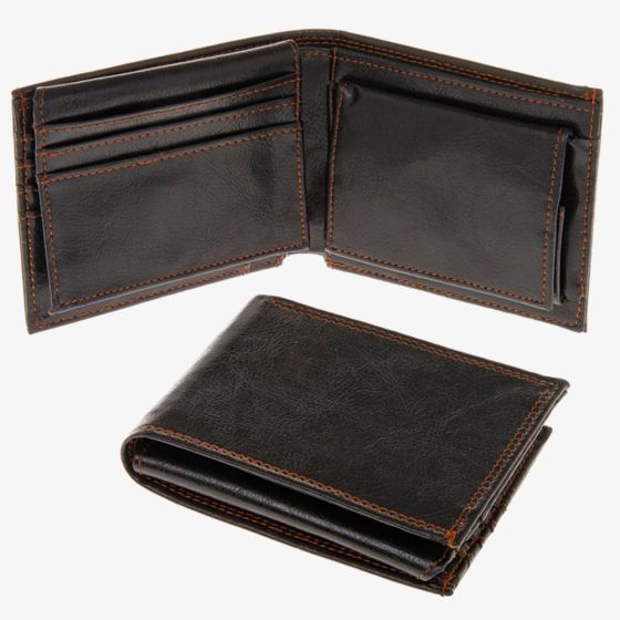 Equilibrium Mens Black Leather Wallet 6040