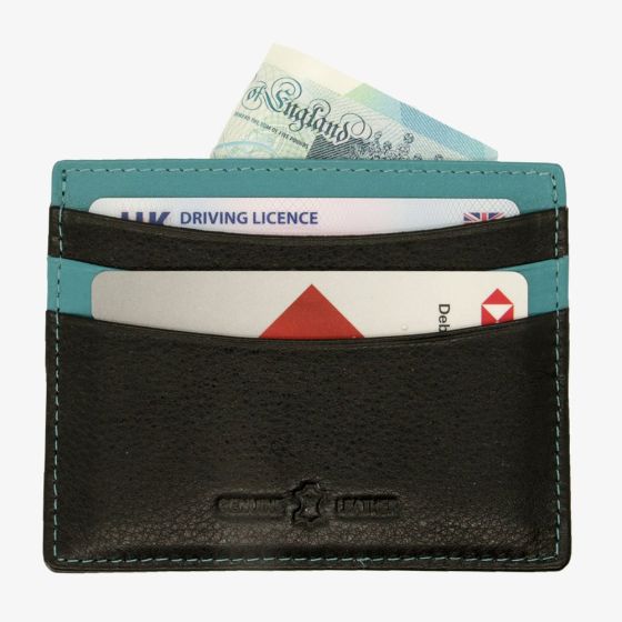 Black & Blue Leather Credit Card RFID Wallet LX-05