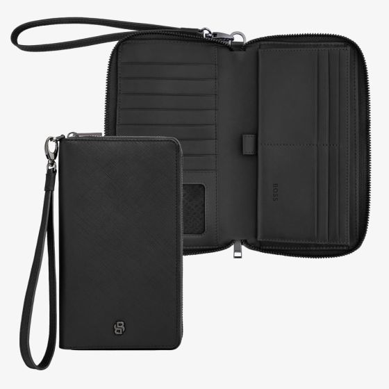 BOSS Double B Saffiano Black Wallet HLL526A