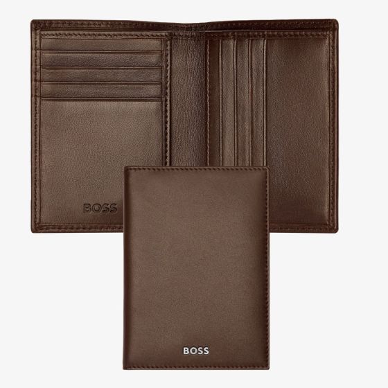 BOSS Classic Smooth Brown Folding Card Holder Wallet HLE403Y