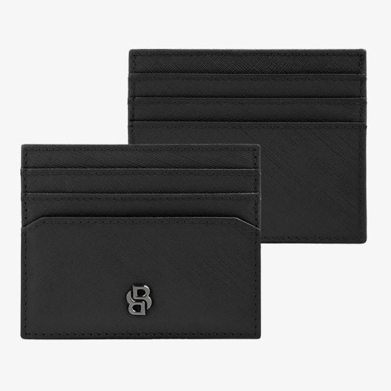 BOSS Double B Saffiano Black Card Holder Wallet HLC526A