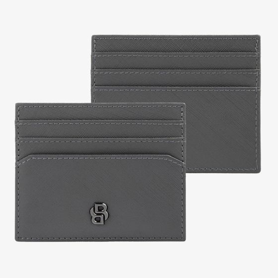 BOSS Double B Saffiano Grey Card Holder Wallet HLC526H