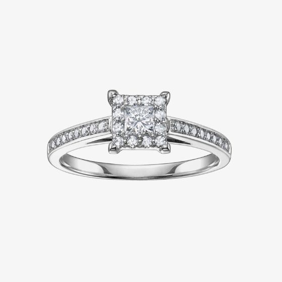 9ct White Gold 0.33ct Princess-cut Diamond Cluster Ring 3499WG/33-10