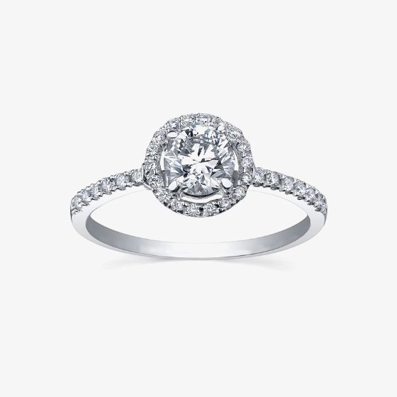 9ct White Gold 0.55ct Diamond Halo Ring 3645WG/55-9