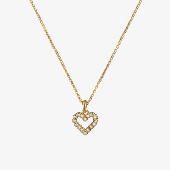 Ted Baker Amore Gold Tone Cubic Zirconia Halo Heart Necklace TBJ3832-02-02