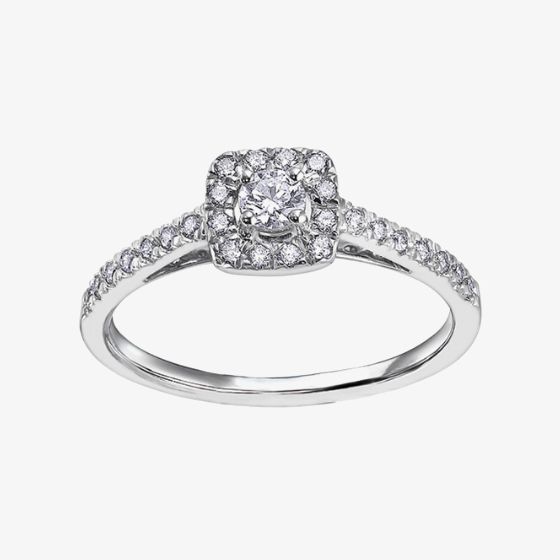 9ct White Gold 0.35ct Diamond Square Cluster Ring 3745WG/35-10