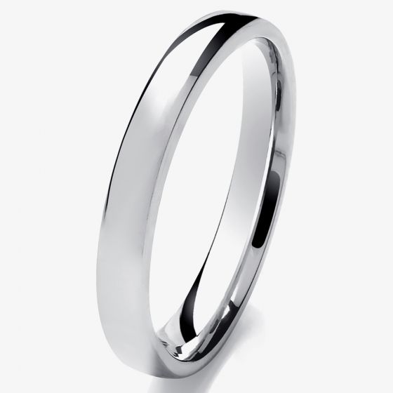 Platinum 3mm Soft Court Wedding Ring 3LMS-PT