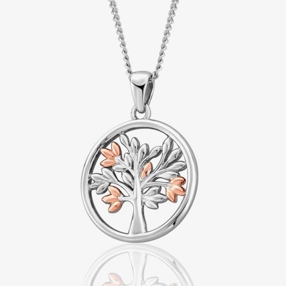 Clogau Sterling Silver and Rose Gold Tree Of Life Pendant Necklace 3SNTLCP