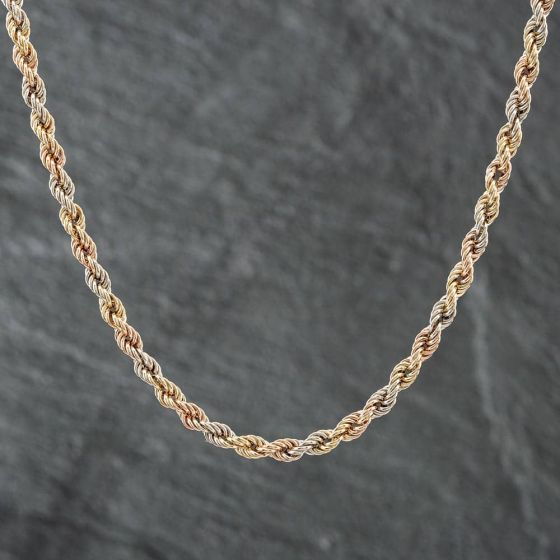 Second Hand 9ct Three Colour Gold Twisted 16 Inch Rope Chain 41021080 ...