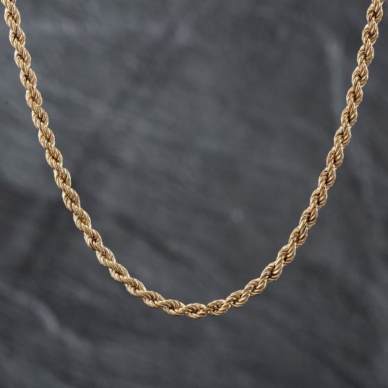 Second Hand 9ct Yellow Gold 18 Inch Rope Chain 41021203 - thbaker.co.uk