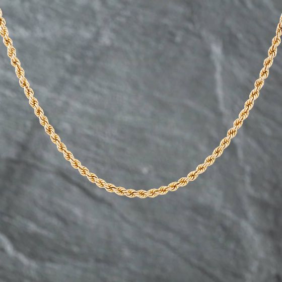 Second Hand 9ct Yellow Gold 18 Inch Rope Chain 41021204 - thbaker.co.uk
