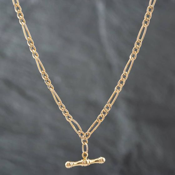 Second Hand 9ct Yellow Gold 3+1 18 Inch T-Bar Figaro Chain 41021265