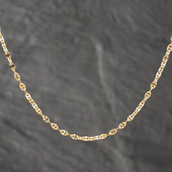 Second Hand 9ct Yellow Gold Diamond Cut 18 Inch Anchor Chain 41021533