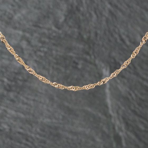 Second Hand 9ct Yellow Gold Twisted 16 Inch Curb Chain 41021566