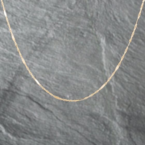 Second Hand 9ct Yellow Gold Bar And Twist 18 Inch Chain 41021598