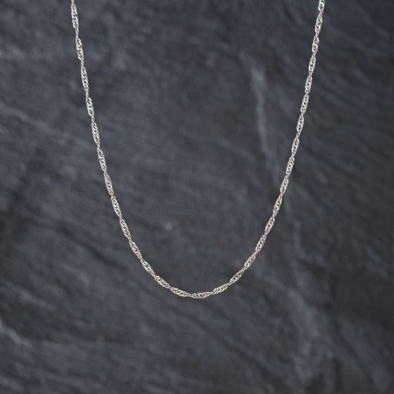 Second Hand 9ct White Gold Twisted 16 Inch Curb Chain 41021701