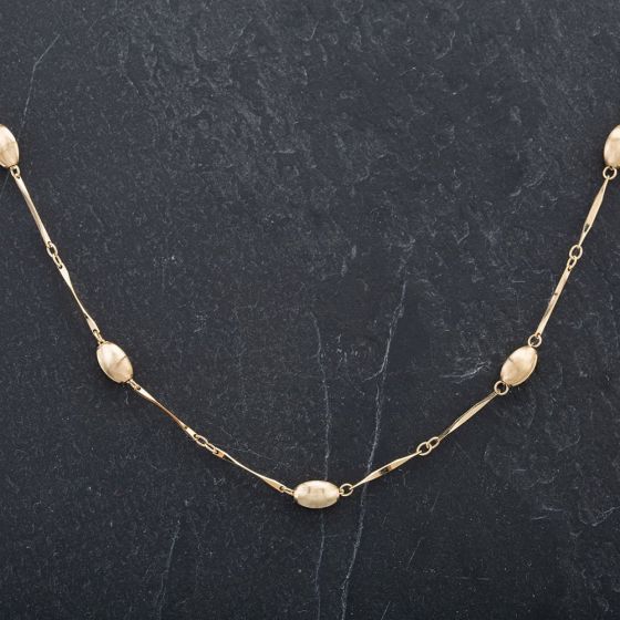 Second Hand 9ct Yellow Gold 18 Inch Bar and Bead Fancy Necklace 4102765