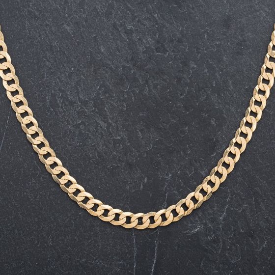 Second Hand 9ct Yellow Gold 18 Inch Flat Curb Chain 4103294