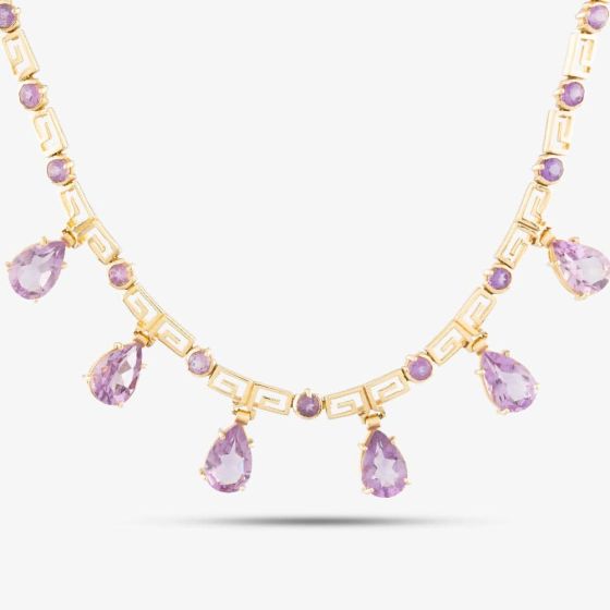 Second Hand 14ct Yellow Gold Amethyst 18 Inch Collarette Necklace 41041012