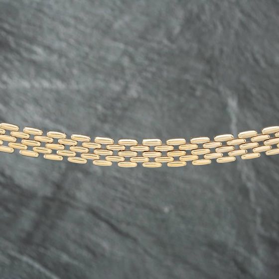 Second Hand 9ct Yellow Gold Flexible Brick Link 15 Inch Collarette Bar Necklace 41041152