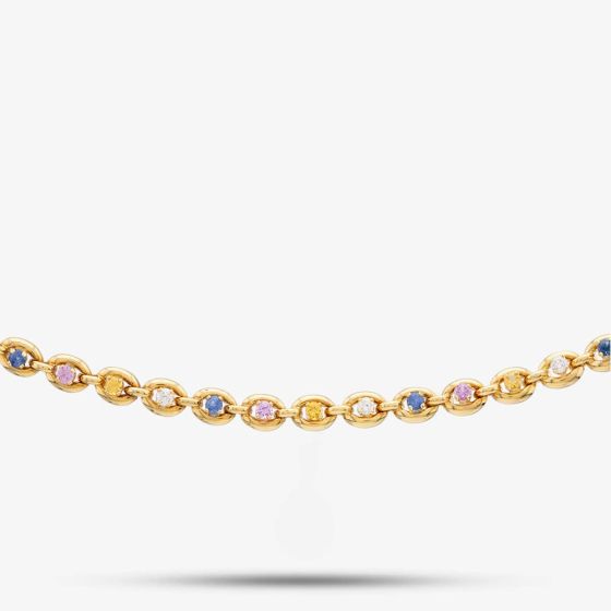 Second Hand 18ct Yellow Gold Multi-Coloured Sapphire & Brilliant Cut Diamond 16 Inch Collarette 41041153