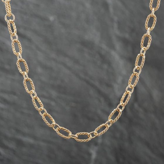 Second Hand 9ct Yellow Gold Loop & Oval 28 Inch Rope Chain 41041171