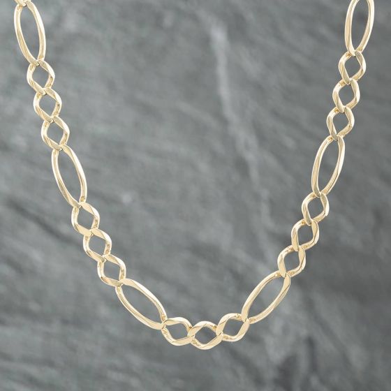 Second Hand 9ct Yellow Gold 3+1 Link 20 Inch Figaro Chain 41041312