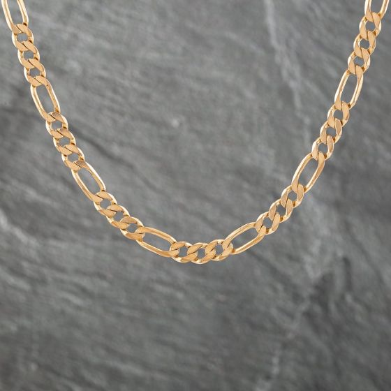 Second Hand 9ct Yellow Gold 3+1 23 Inch Figaro Chain 41041347